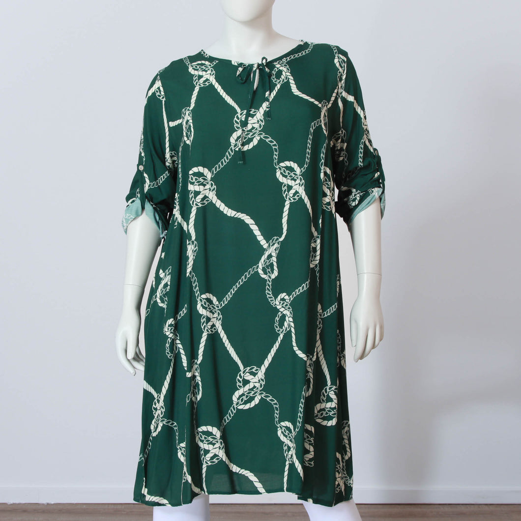 lange Tunika Kleid mit maritimem Muster
