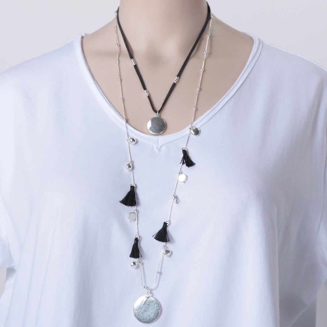 Layering Kette mit Herzchen und Fransen
