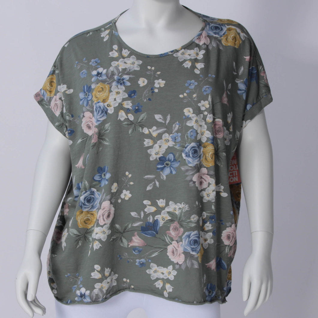 Kurzes T-Shirt mit Blumenprint