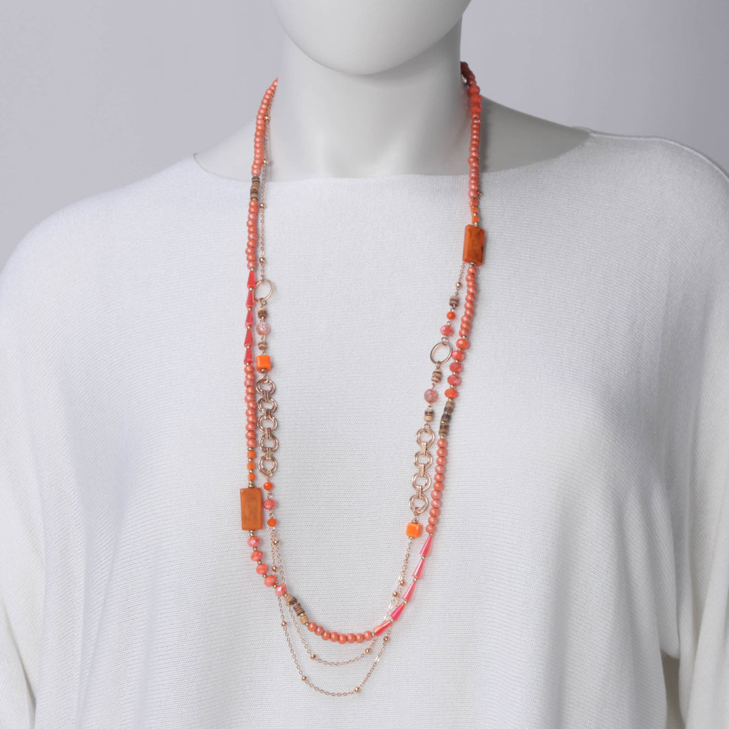 Orangene Layering Kette