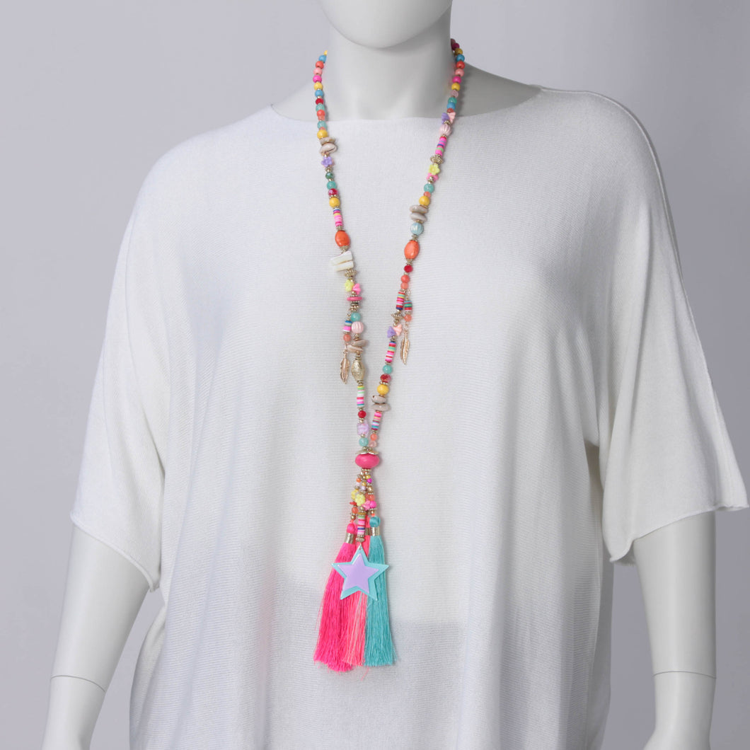 Neon Quastenkette mit Stern